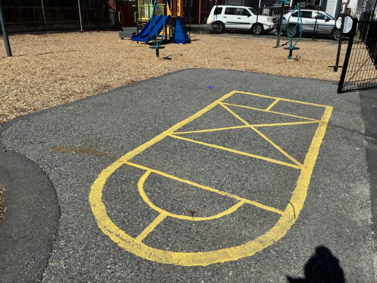 Mattie Smith Park hopscotch area and two uprights spinners for ages 2-12