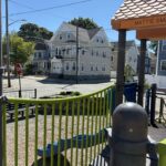 Mattie Smith Park looking to the corner from the play structure for ages 5-12