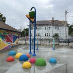 Miguel Luna Park waterpark features being tested by Parks maintenance crew before opening for the season