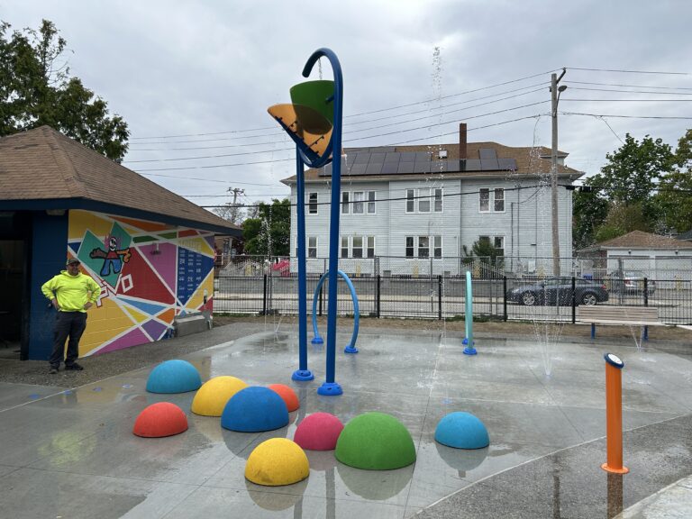 Miguel Luna Park waterpark features being tested by Parks maintenance crew before opening for the season