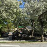 Morris Ave Park entrance in Spring