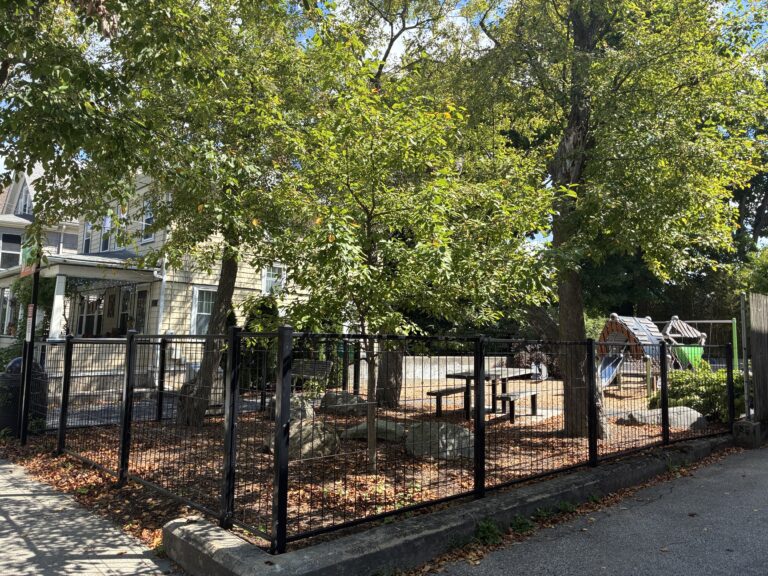 Morris Ave Park picnic area and playground for ages 2-5
