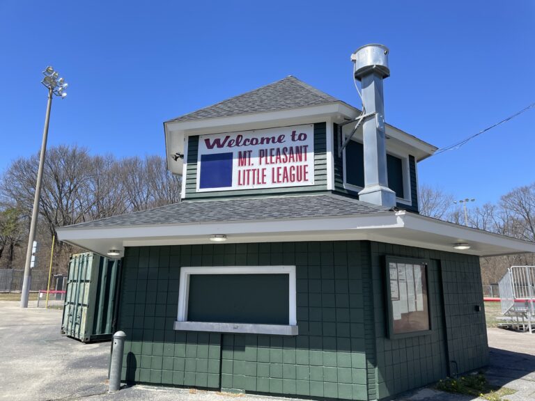 Mt Pleasant Little League Park concession stand in the middle of the 3 ballfields