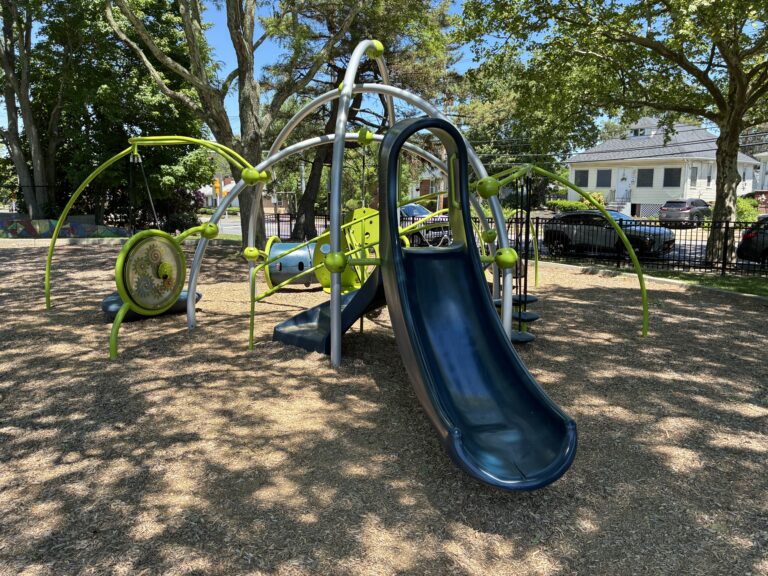 Mt Pleasant Little League Park playground slide for ages 2-5 with other equipment