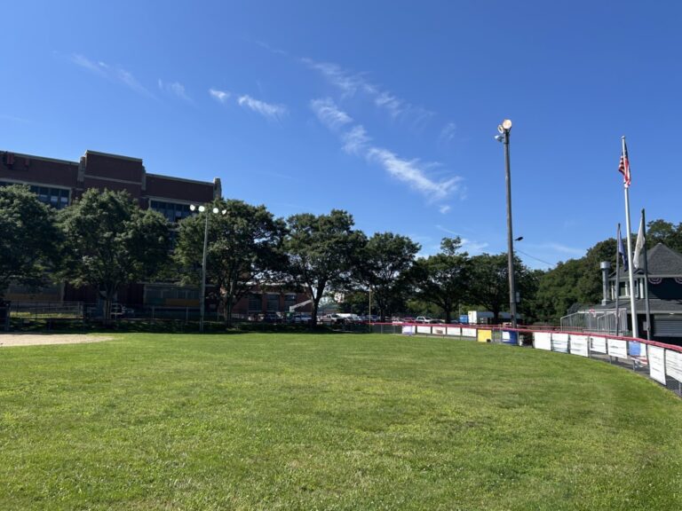 Mt Pleasant Little League Park Field 1 viewed from above while servicing the outfield light stanchions