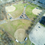 Mt Pleasant Little League Park aerial photo of 3 ballfields from April 2021