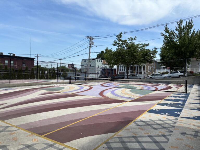 Ninth St Park tennis and pickleball court facing the street - northwest