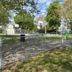 Pastore Park entrance on Tell St welcomes you with a slight incline from the sidewalk