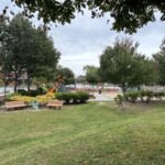 Peace & Plenty Park view from the berm on the west side of the park under a shade tree
