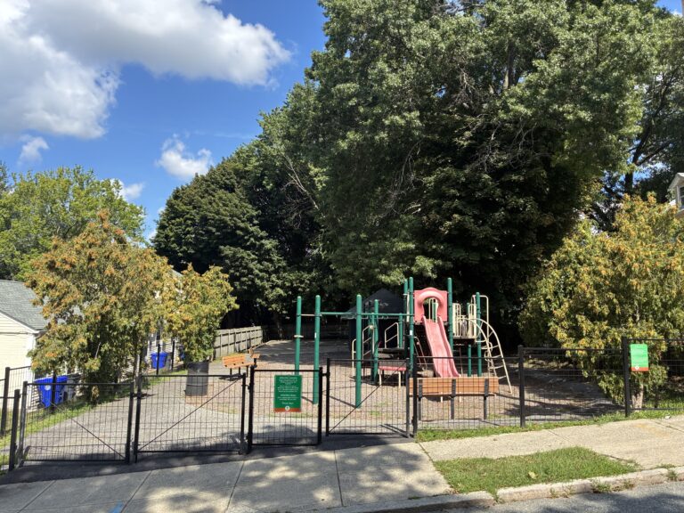Pleasant St Park entrance in September