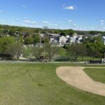 Prete-Metcalf Park Field 2 viewed from atop a bucket truck while servicing the outfield lights