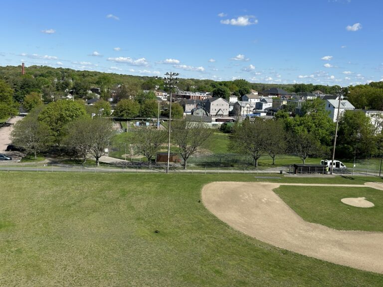 Prete-Metcalf Park Field 2 viewed from atop a bucket truck while servicing the outfield lights