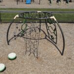 Prete-Metcalf Park playground for ages 5-12 features a variety of climbing structures like this rope dome functionally linked to the main structure with stepping pods
