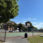 Richardson Park basketball court with an insect flying through the frame June 2026