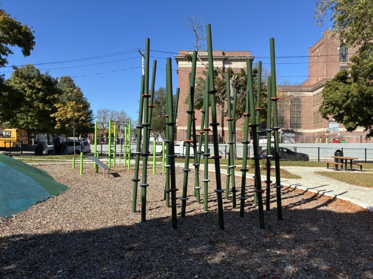 Richardson Park unique bamboo-inspired fitness / parkour equipment