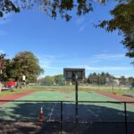 Richardson Park basketball court viewed from the shaded picnic area