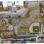 Richardson Park aerial photo of entire park including baseball field with new infield installed November 2025