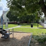Ridge St Park some tree pruning completed over the playground transfer with the Ridge St entrance and south lawn in view