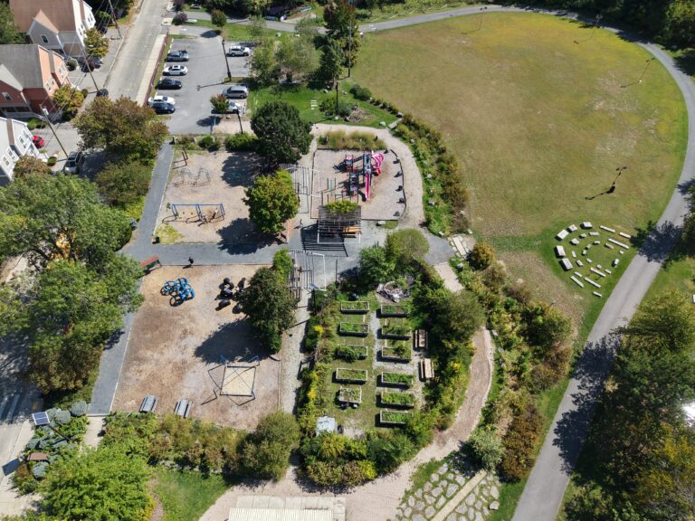 Riverside Park bird's eye view in September 2025 facing northeast towards Manton Ave