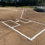Roger Williams Park Softball Field batters box up the first base line