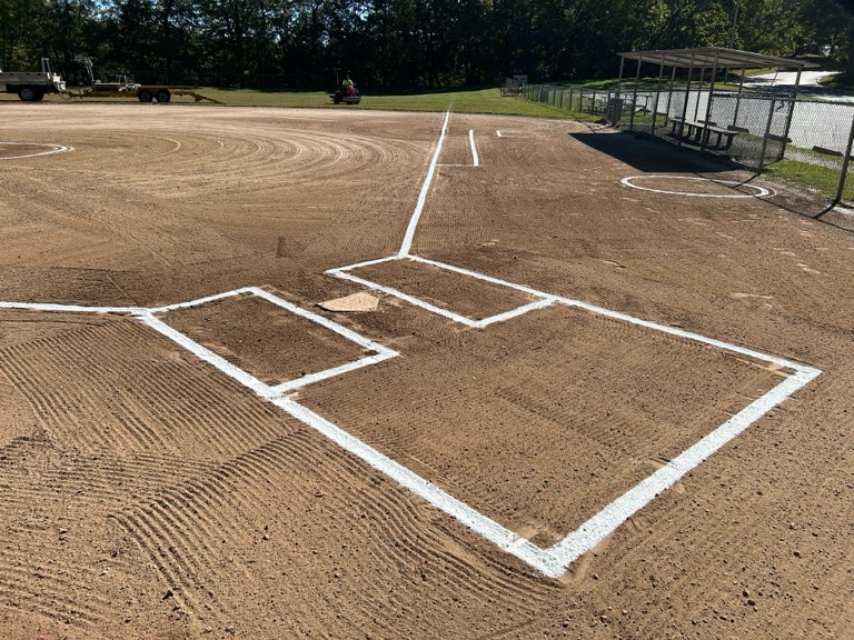 Roger Williams Park Softball Field batters box up the first base line