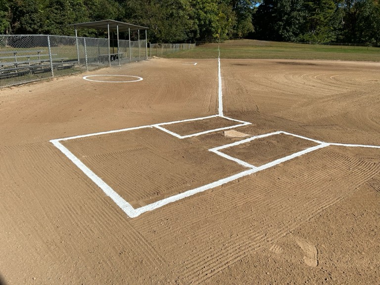Roger Williams Park Softball Field looking up the third base line from behind the plate