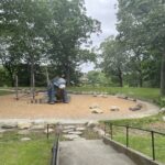Roger Williams Park Bear Ground looking down the stairs in Summer