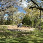 Roger Williams Park Bear Ground view of the play area from Hillside Ave in Spring