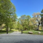 Roger Williams Park Bear Ground view looking down Hillside Ave in Spring