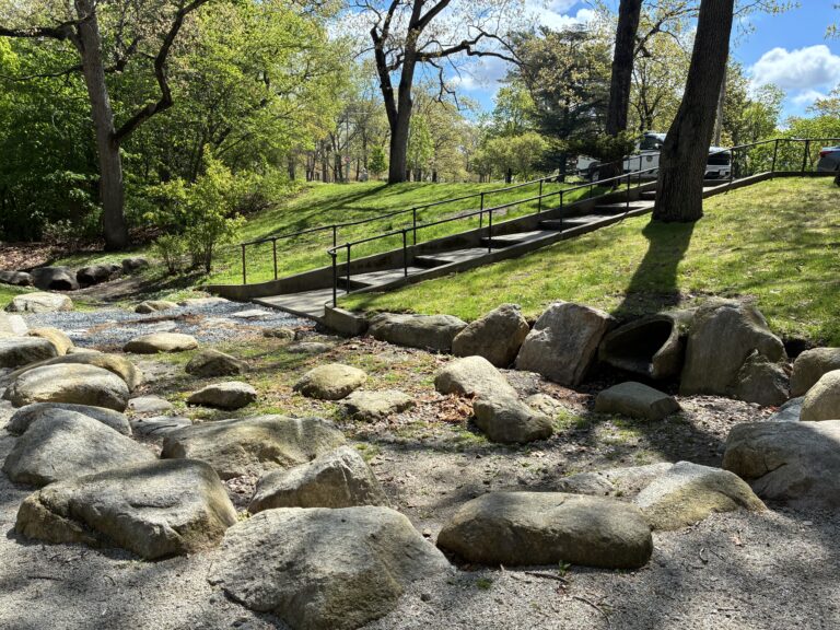 Roger Williams Park Bear Ground in spring entrance from Maple Ave