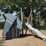 Roger Williams Park Bear Ground play sculpture features a slide