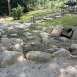 Roger Williams Park Bear Ground beginning of the bioretention area looking across the stairs from Maple Ave