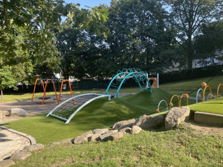 Viscolosi Park playground viewed from the east entrance in August