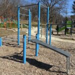 Viscolosi Park fitness equipment for ages 13+ includes a bench and 8 other stations