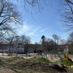 Viscolosi Park in March overlooking the playground from the hill