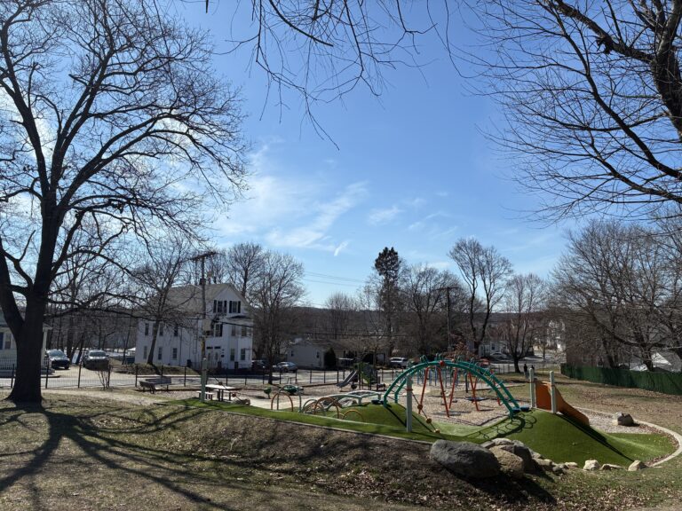 Viscolosi Park in March overlooking the playground from the hill