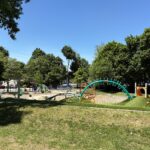 Viscolosi Park in June overlooking the playground from the hill