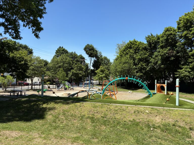 Viscolosi Park in June overlooking the playground from the hill