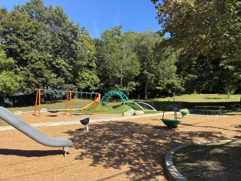 Viscolosi Park features a picnic table and three different playground spinners for ages 5-12