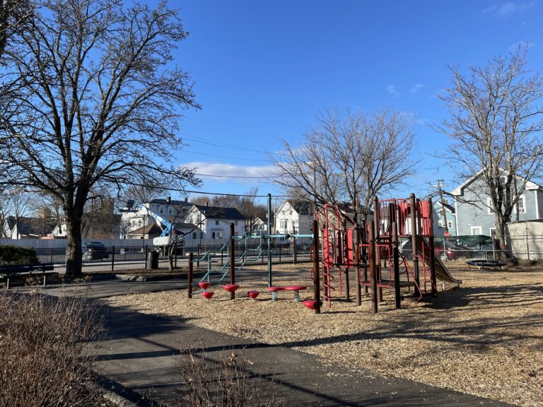 Warren St Park play structure for ages 5-12 in January