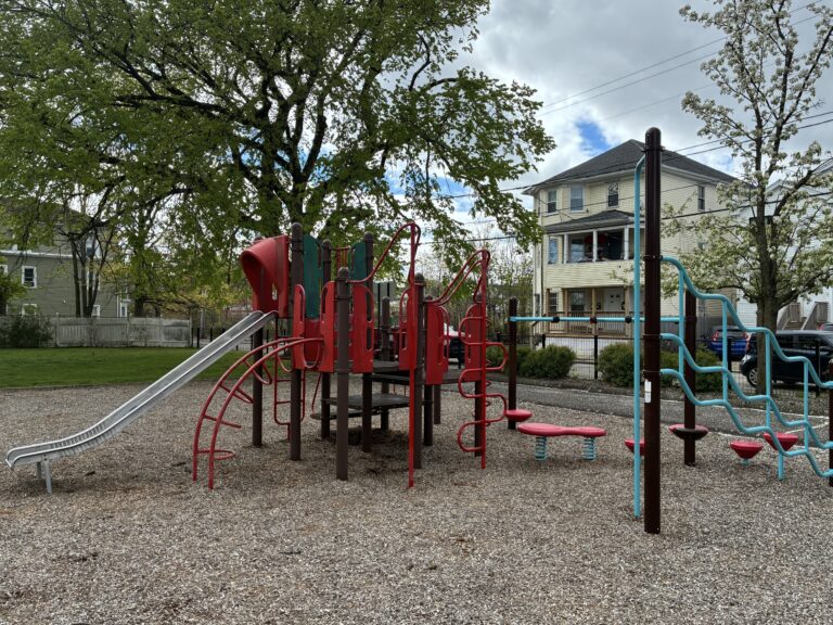 Warren St Park play structure for ages 5-12 in May