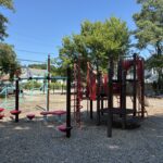 Warren St Park play structure for ages 5-12 was updated in 2019 with an obstacle course layout