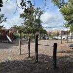 Warren St Park playground chinning/turning bars and carousel spinner for ages 5-12